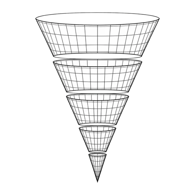 A funnel of stacked checks narrowing toward your report